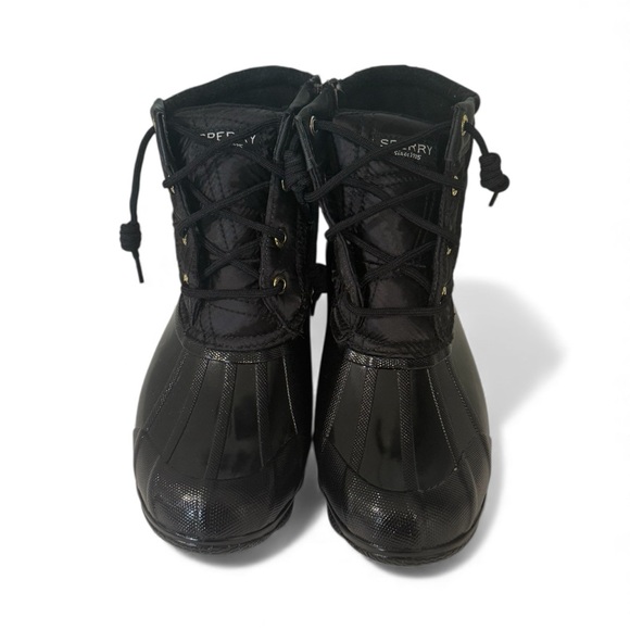 Sperry Women’s Duck Boots Syren Gulf Saltwater Black Quilted Zipper Rubber 5.5M - Picture 3 of 8